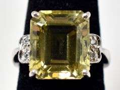 Citrine and CZ Gemstone Ring in Sterling Silver