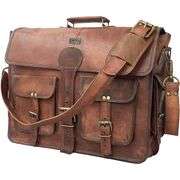Handmade Full-Grain 18-Inch Leather Messenger Bag