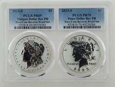 2023-S Morgan & Peace Dollar Reverse Proof Two-Coin Double Slab Set PR69 & PR70