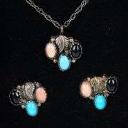 Begay Navajo Sterling Gemstone Necklace & Earrings