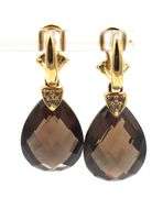 Set of 925 sterling silver smokey quartz dangle earrings and matching ring