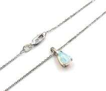 14KT White gold pear shaped opal on chain necklace