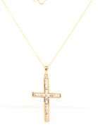 14kt Yellow gold 0.30ctw channel set diamond cross pendant on chain