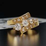 Sparkling 14 K Yellow Gold Plate 2.65 Ctw Lab Simulated Diamond Ring