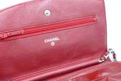 Chanel red patent leather mini single flap handbag