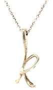 Tiffany & Co Alphabet letter K pendant on chain
