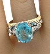 14kt Yellow gold blue zircon and diamond ring