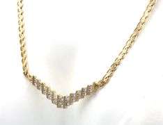 14kt Yellow gold diamond fancy link chevron necklace