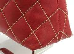 Vintage Chanel Surpqiue Stitch Red Quilted Shoulder Bag