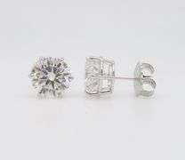 Certified 6.04CTW Diamond Stud Earrings in 14k White Gold