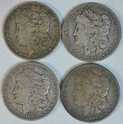 4 Different semi-key date Morgan Silver Dollars 1883-S to 1904