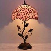 Stained Glass Table Lamp with Pink Wisteria Shade