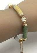 14kt Yellow gold multi color Jade fortune bracelet