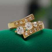 Sparkling 14 K Yellow Gold Plate 2.65 Ctw Lab Simulated Diamond Ring