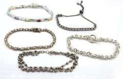 Group lot of 5 vintage 925 sterling silver bracelets