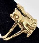 Purfect 14K Yellow Gold Cat Motif Ring