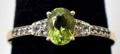 Marvelous 10K Yellow Gold Peridot and Diamond Ring