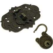 Antique-Style Bronze Hasp Clasp Lock with Key