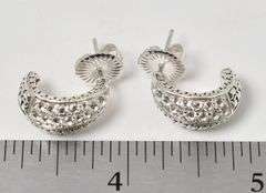 Cz Gemstone J-Hoop Earrings in Sterling Silver