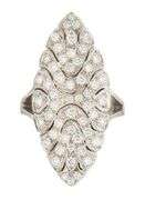 1.50ctw Diamond Vintage Style Marquise Shaped Cocktail Ring in 18K