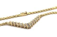 14kt Yellow gold diamond fancy link chevron necklace