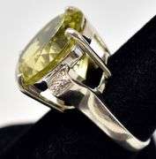 Peridot Gemstone and Diamond Ring in Sterling Silver