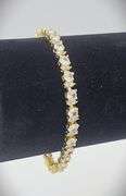 14 Kt Yellow Gold Plated 7.25 Ctw Lab Simulated Diamond Tennis Bracelet