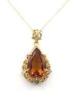 18kt Yellow gold 7.50ct pear shaped Citrine pendant on chain