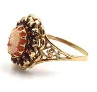 Sweet 10k YG Cameo and Garnet Ring