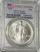 Frosty 1992 PCGS MS 68 First Strike Silver Eagle