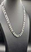 Sparkling 83.6 Gram Tri-Layered .925 Silver Plated Italian Figaro Link Necklace