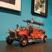 Large Handcrafted Metal Fire Engine Model