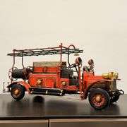 Large Handcrafted Metal Fire Engine Model