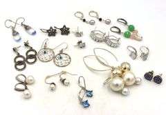 Group lot of vintage 925 sterling silver earrings