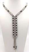 14K White Gold Pearl & Onyx Necklace/Bracelet Set