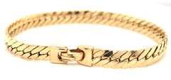 Stylish Italian Made 14K YG Puffed Herringbone Bracelet
