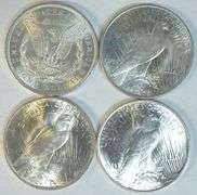 4 Fresh Choice BU 1921 to 1924 US Silver Dollars