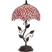 Stained Glass Table Lamp with Pink Wisteria Shade