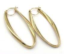 14kt Yellow gold long oval hoops