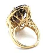 Stately 14K YG Smokey Quartz & White Sapphire Ring