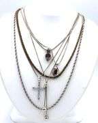 Group lot of 6 vintage 925 sterling silver necklaces