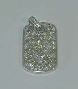 14k White Gold Diamond Studded Dog Tag