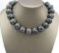 Tiffany & Co. Snowflake Obsidian Bead Necklace