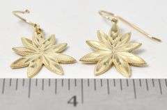 Unique Star Burst Dangle Earrings in 10K Yellow Gold