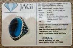 Cabochon  blue Topaz with 18k white gold ring