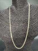 24k Gold Plated 925 Sterling Silver Diamond Cut Pave Curb Cuban Chain 24"