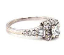 14kt White gold princess cut diamond halo ring