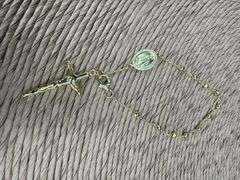 Gold Plated 925 Sterling Silver 3mm Bead Diamond Cut Rosary 7" Bracelet
