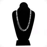 Sparkling 75.8 Gram Tri-Layered .925 Silver Plated Italian Figaro Link Necklace