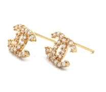 18kt Yellow gold CZ CC stud earrings